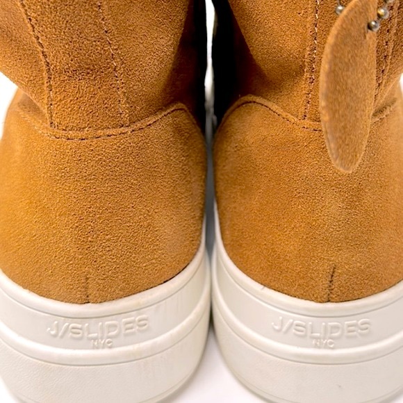 J/SLIDES Torrie Cognac Waterproof Suede Hi Top - Picture 9 of 16